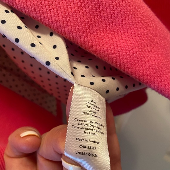 Beautiful hot pink Talbots blazer with white and black polka dot liner. - Picture 4 of 7